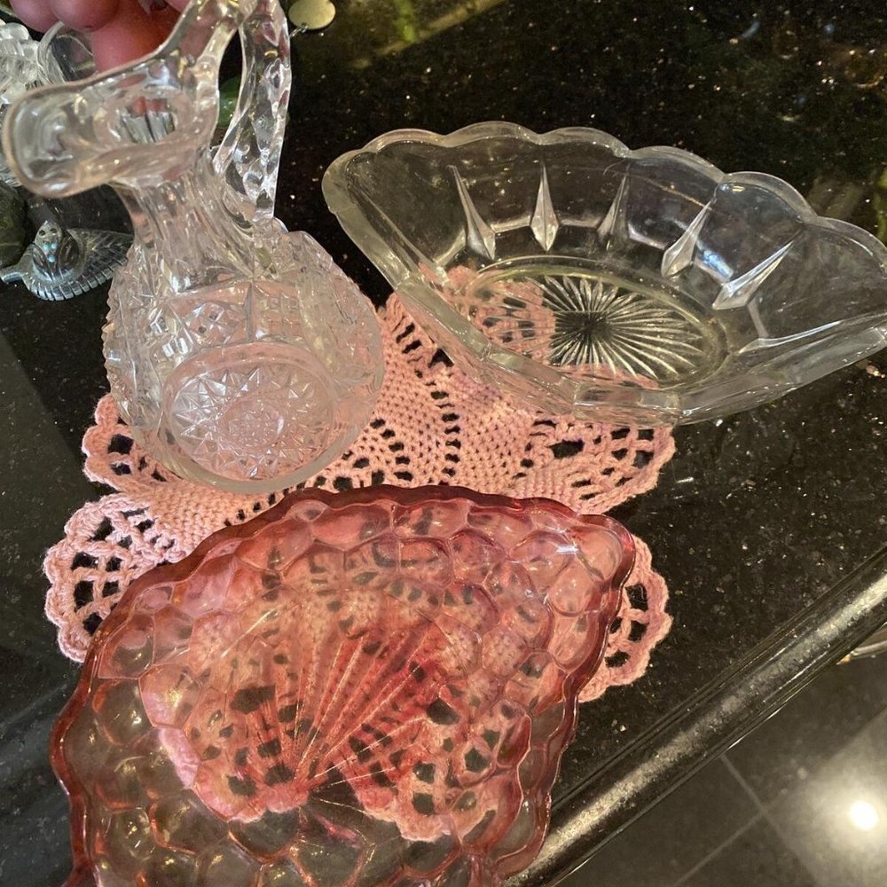 VINTAGE LOT Glass- Sundae Berry Dish Vinegar